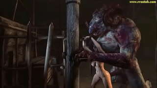 3D-monster mécht d &#039; Meedchen Bauch wölben